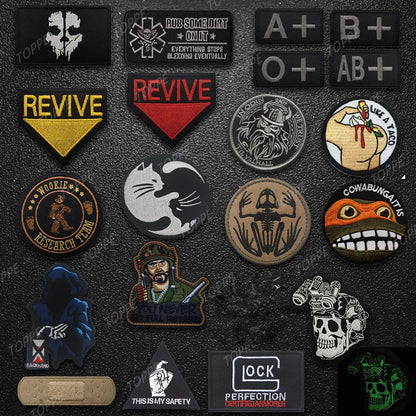 Tactical Patch Blood Type Group US Patches for Clothes SKULL Airsoft Embroidered Badges Stickers Stripes Applique